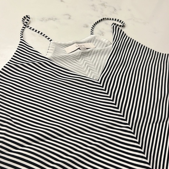 LOFT Asymmetric Stripe Racerback Blouse - Picture 2 of 5
